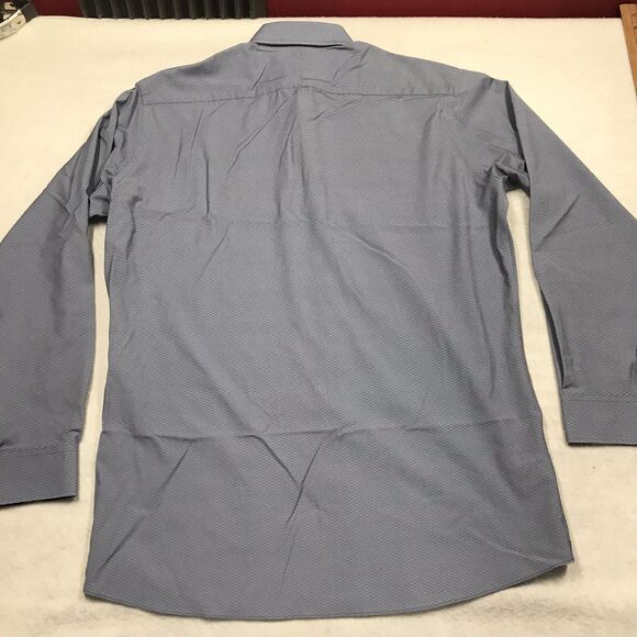 PROPER CLOTH Reda Shirt Men XL Blue Zig Zag Print 100% Merino Wool Flip Cuff - Picture 3 of 12